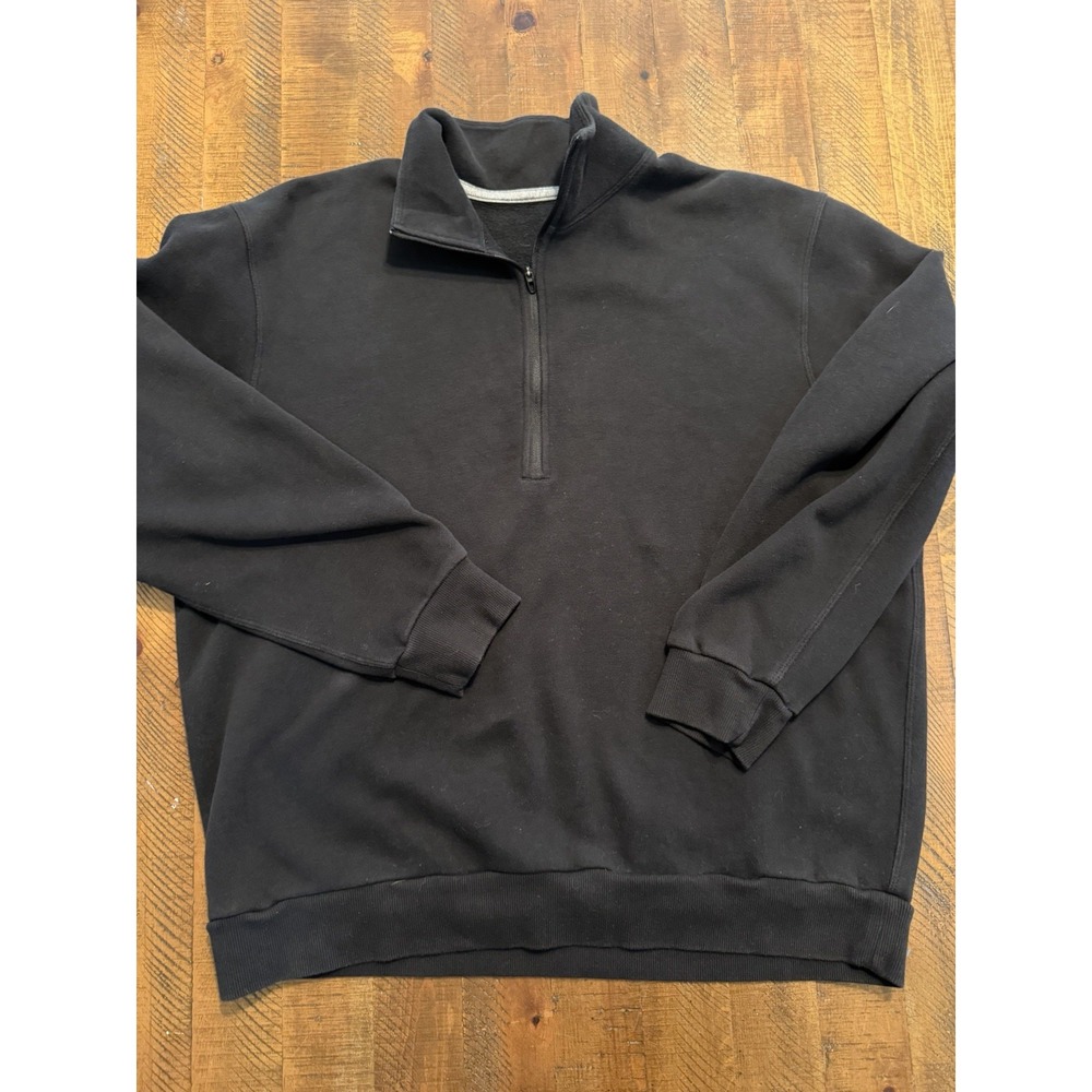 lululemon Men's L Black Solid 1/4 Zip Mock Neck Pullover Polyester Logo
